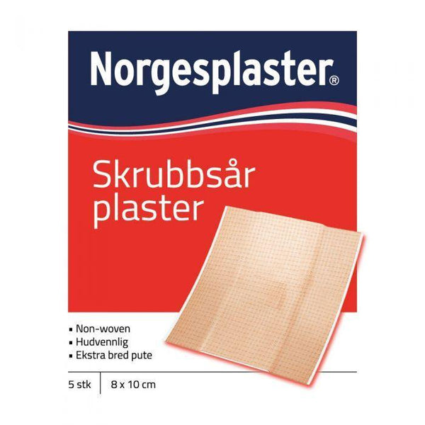 Norgesplaster skrubbsårplaster 8x10cm 5stk - Apoteket Elgen