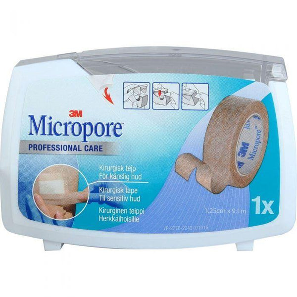 Micropore tape m/dispenser 1,25cmx9,14m brun 1stk - Apoteket Elgen