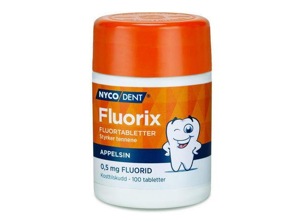 Nycodent Fluorix 0,5mg fluortabletter appelsinsmak 100stk - Apoteket Elgen