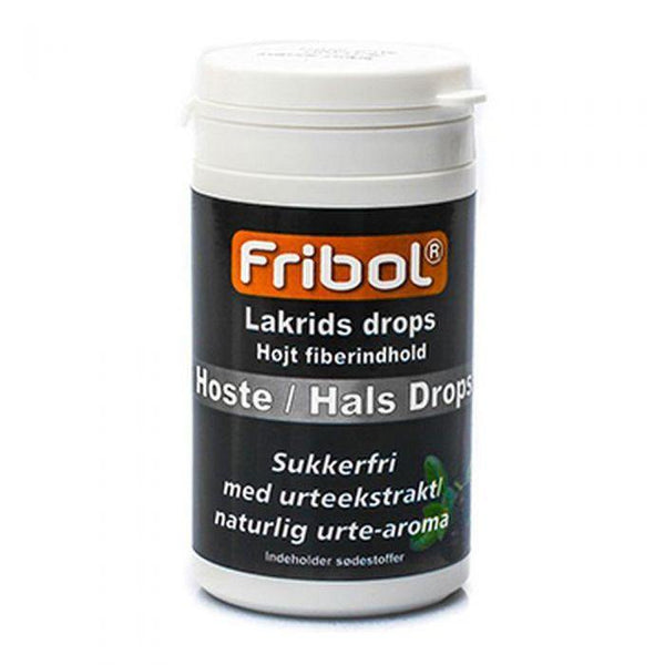 Fribol Hoste/Hals sukkerfrie drops lakris 60g - Apoteket Elgen