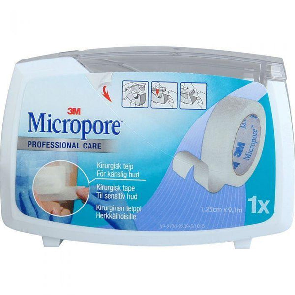 Micropore tape m/dispenser 1,25cmx9,14m hvit 1stk - Apoteket Elgen