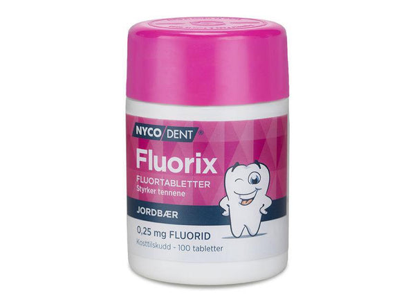 Nycodent Fluorix 0,25mg fluortabletter jordbærsmak 100stk - Apoteket Elgen
