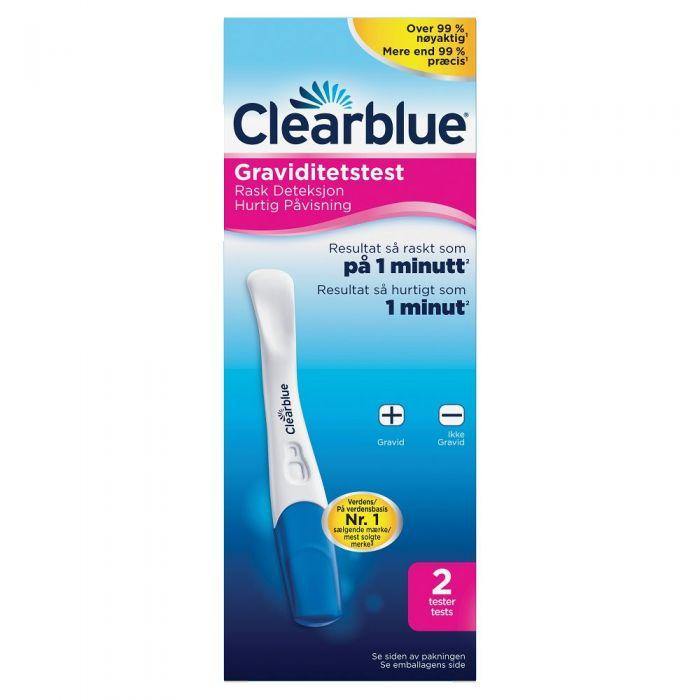 Clearblue Rask Deteksjon graviditetstest 2stk - Apoteket Elgen