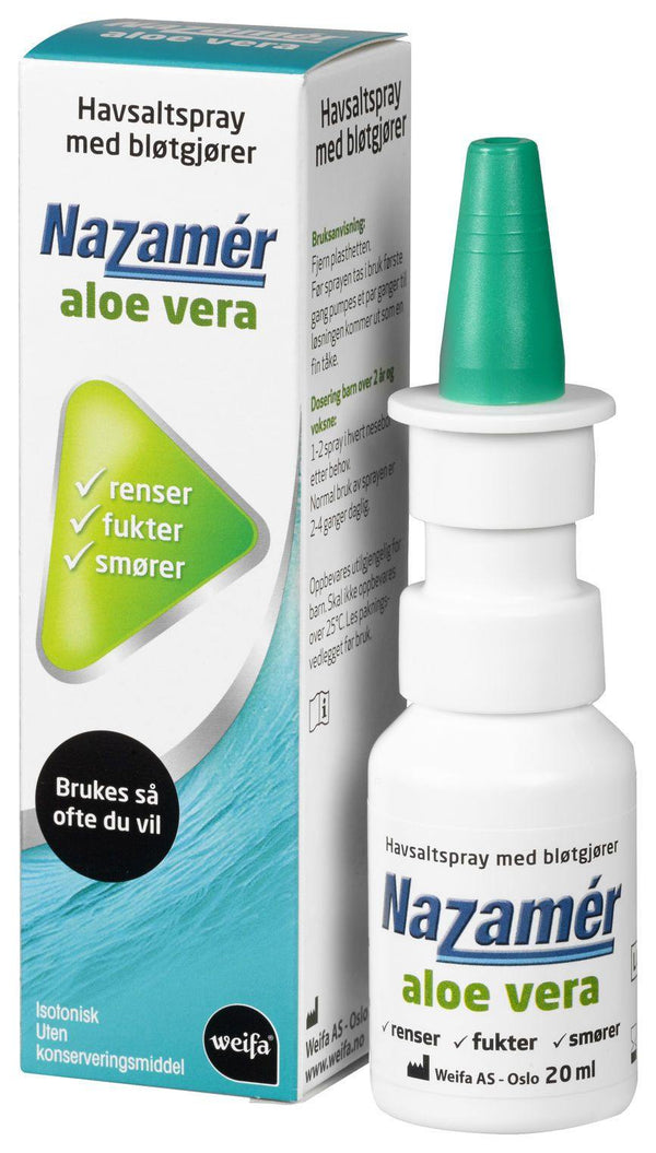 Nazamer Aloe Vera saltvannsspray 20ml - Apoteket Elgen