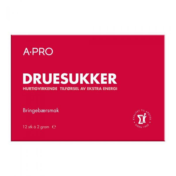 Druesukker med bringebærsmak 2g x 12stk - Mossapotek
