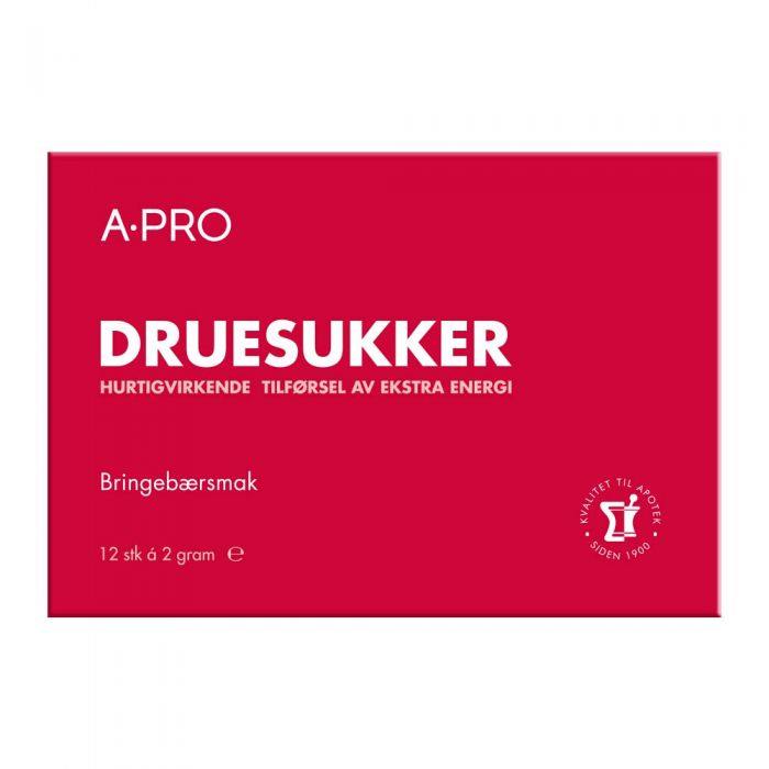 Druesukker med bringebærsmak 2g x 12stk - Mossapotek