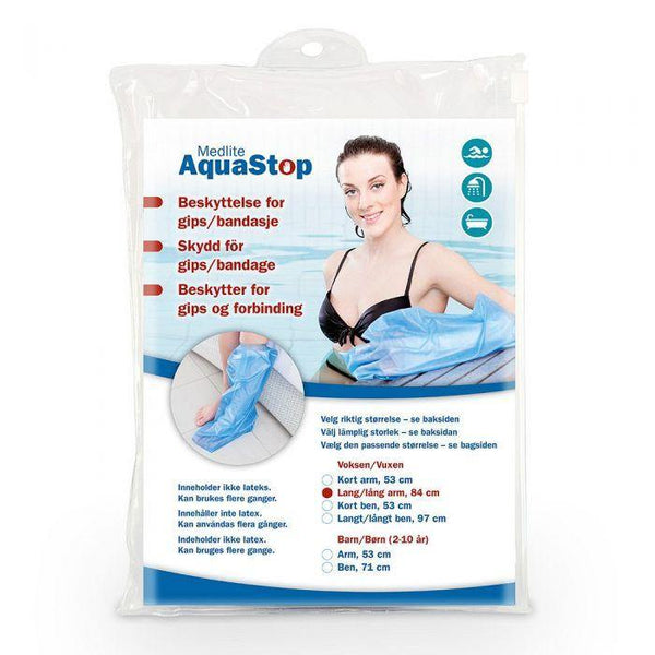 Aquastop dusjbesk voksen arm lang - Mossapotek