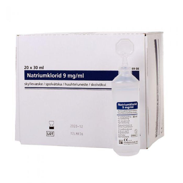 Natriumklorid 9mg/ml øyeskyllevæske plastampulle 20x30ml - Apoteket Elgen