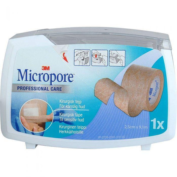 Micropore tape m/dispenser 2,5cmx9,14m brun 1stk - Apoteket Elgen