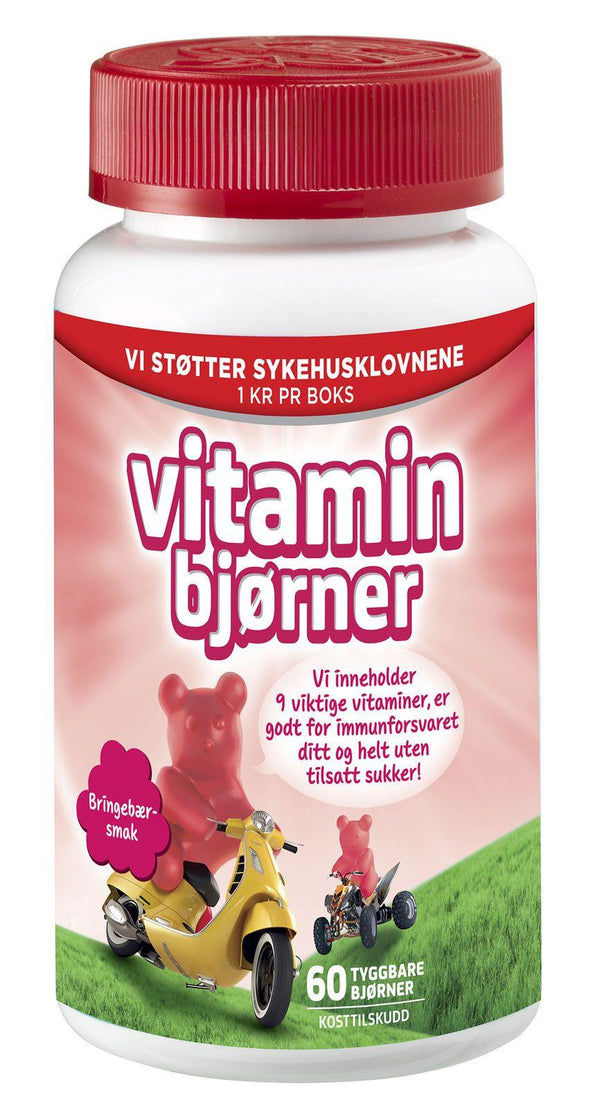 Vitaminbjørner tyggetabletter bringebærsmak 60 stk - Apoteket Elgen
