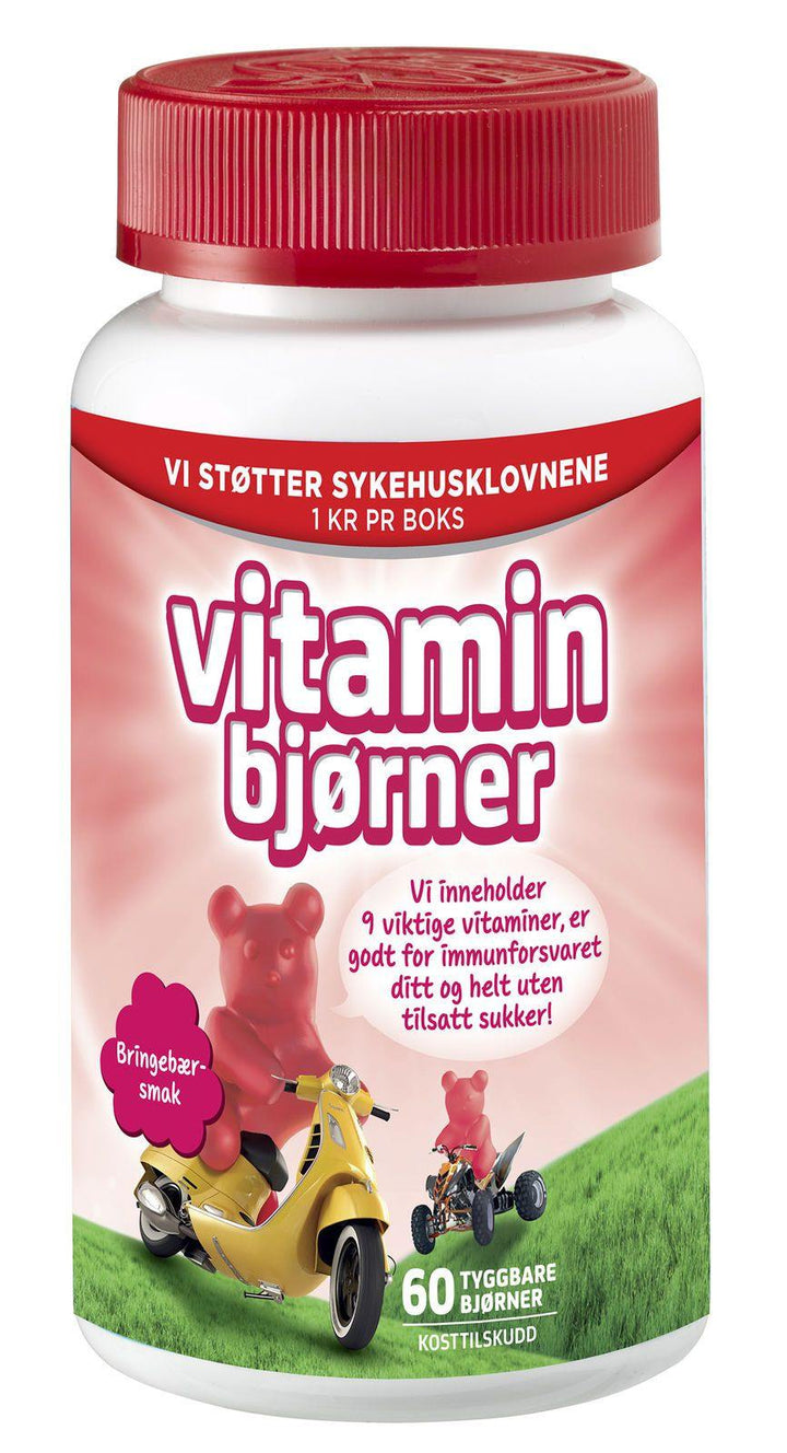 Vitaminbjørner tyggetabletter bringebærsmak 60 stk - Apoteket Elgen