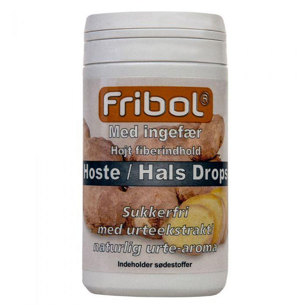 Fribol Hoste/Hals sukkerfrie drops ingefær 60g - Mossapotek