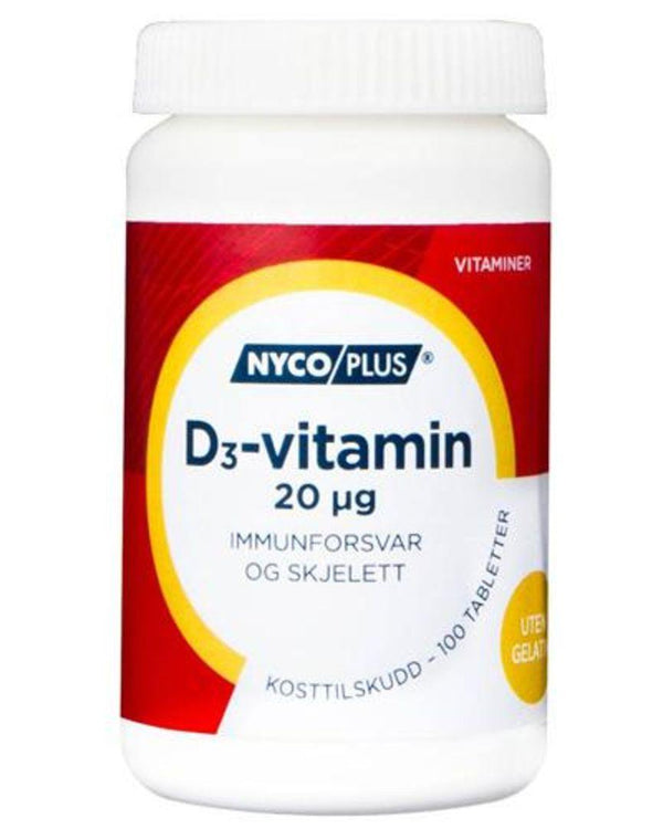 Nycoplus D3-vitamin 20mcg tabletter 100stk - Apoteket Elgen