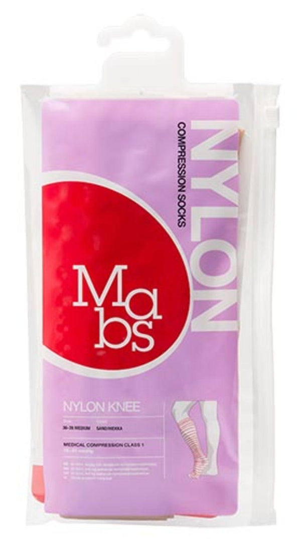 Mabs Nylon knestrømpe sand L - Apoteket Elgen