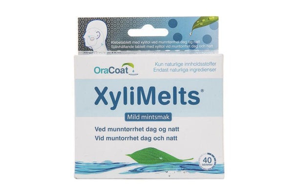 Xylimelts klebetabletter mot munntørrhet mint 40stk - Apoteket Elgen