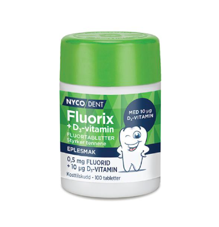 Nycodent Fluorix 0,5mg fluortabletter m/vitamin D3 100stk - Apoteket Elgen