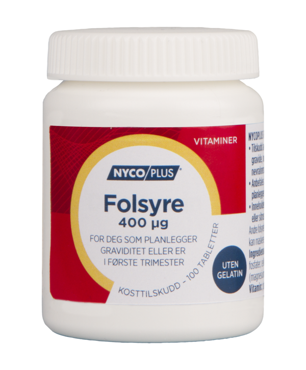 Nycoplus Folsyre 400mcg tabletter 100stk - Apoteket Elgen