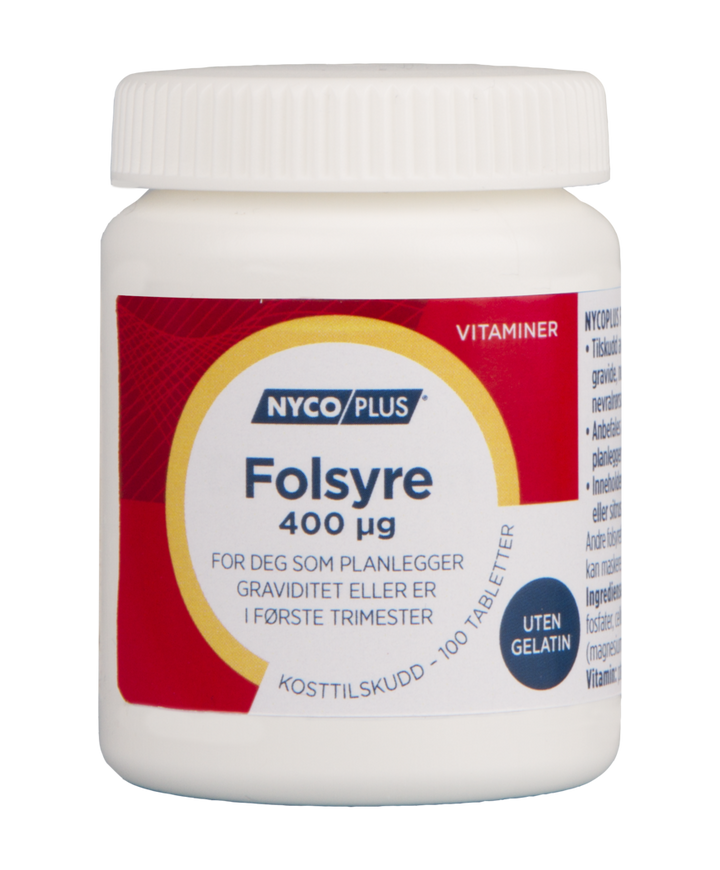Nycoplus Folsyre 400mcg tabletter 100stk - Apoteket Elgen