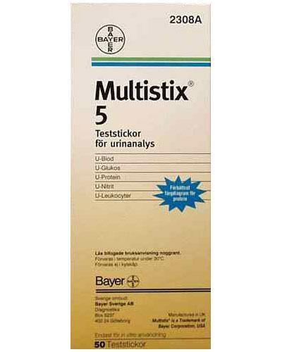 Multistix 5 urinstrimmel 2308 50stk - Apoteket Elgen