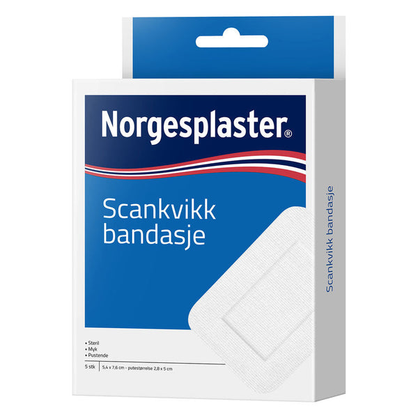 Norgesplaster Scankvikk bandasje hvit 5,4x7,6cm 5stk