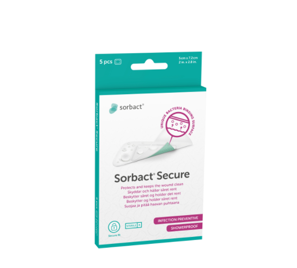 Sorbact Secure plaster 5x7,2cm 5stk - Apoteket Elgen
