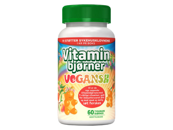 Vitaminbjørner Vegansk tyggbare bjørner fersken 60stk